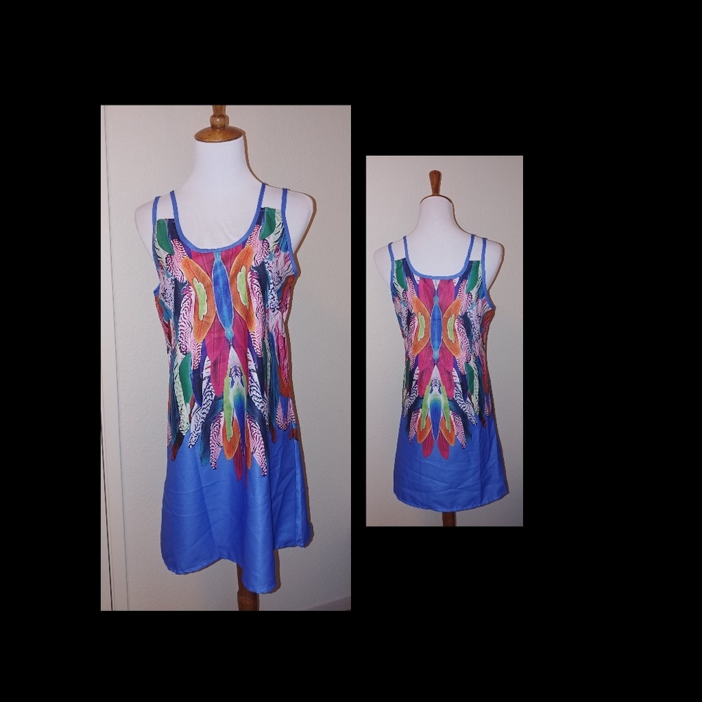 Blue feather dress
